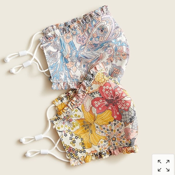 J. CREW Liberty Florals Ruffle Trim Two Nonmedical Face Masks NWT - Picture 1 of 6